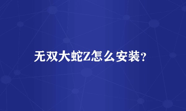 无双大蛇Z怎么安装？