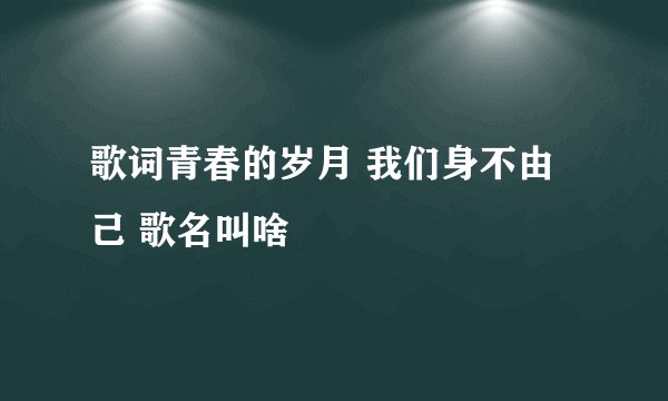 歌词青春的岁月 我们身不由己 歌名叫啥