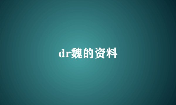 dr魏的资料