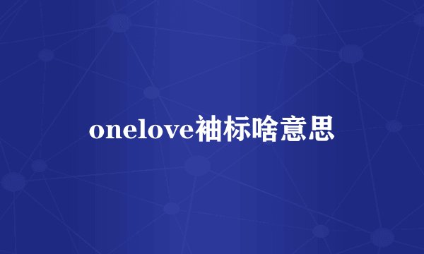 onelove袖标啥意思