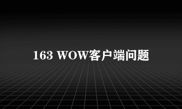 163 WOW客户端问题