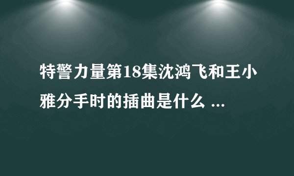 特警力量第18集沈鸿飞和王小雅分手时的插曲是什么 名字歌词介绍