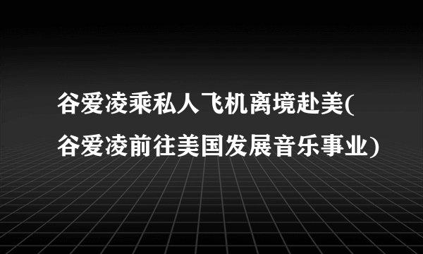 谷爱凌乘私人飞机离境赴美(谷爱凌前往美国发展音乐事业)