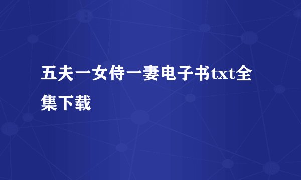 五夫一女侍一妻电子书txt全集下载
