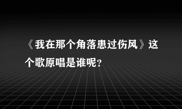 《我在那个角落患过伤风》这个歌原唱是谁呢？