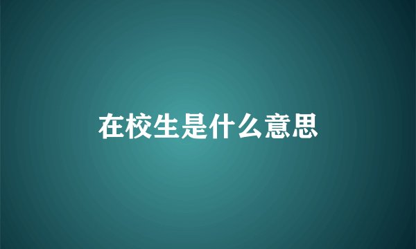 在校生是什么意思
