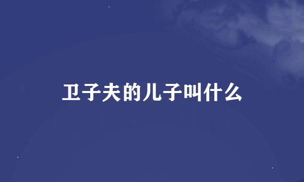 卫子夫的儿子叫什么