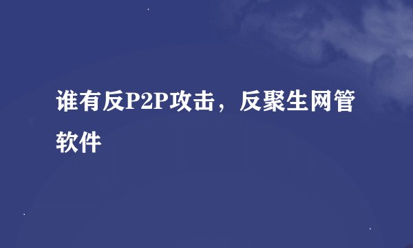 谁有反P2P攻击，反聚生网管软件