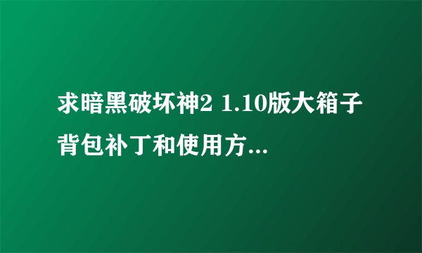 求暗黑破坏神2 1.10版大箱子 背包补丁和使用方法 谢谢