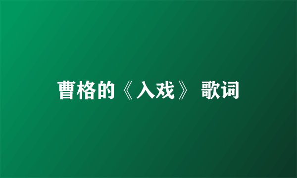 曹格的《入戏》 歌词