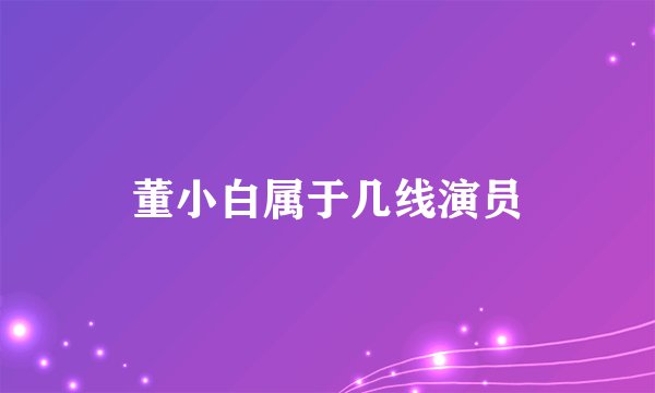 董小白属于几线演员