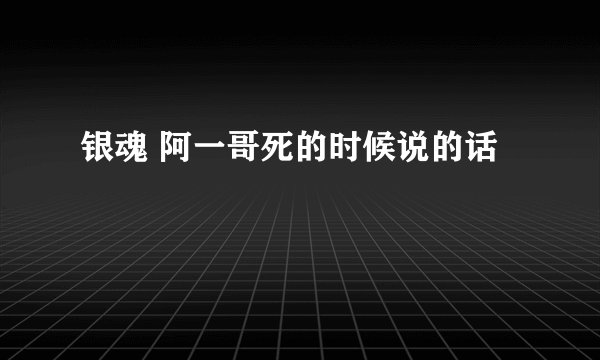 银魂 阿一哥死的时候说的话