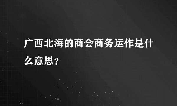 广西北海的商会商务运作是什么意思？
