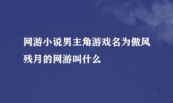 网游小说男主角游戏名为傲风残月的网游叫什么