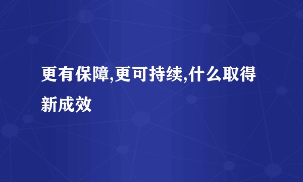 更有保障,更可持续,什么取得新成效