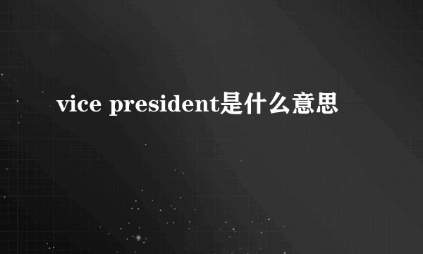 vice president是什么意思