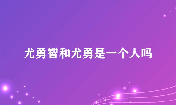 尤勇智和尤勇是一个人吗