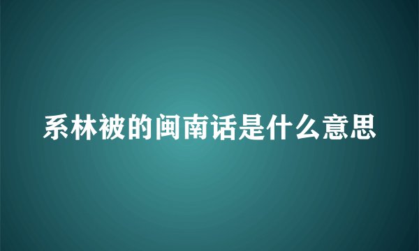 系林被的闽南话是什么意思