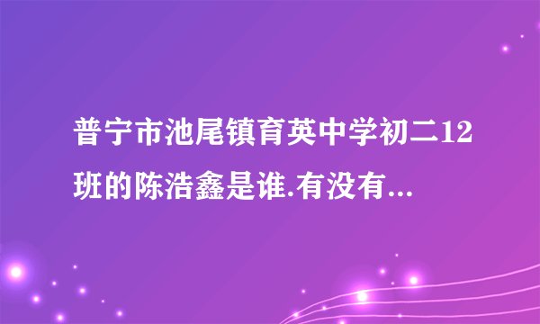 普宁市池尾镇育英中学初二12班的陈浩鑫是谁.有没有人认识他的.或者是他同学的?