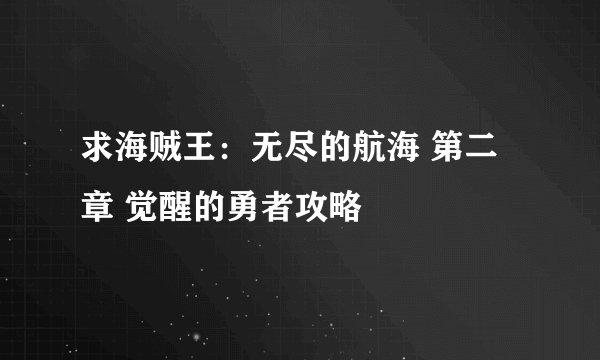 求海贼王：无尽的航海 第二章 觉醒的勇者攻略