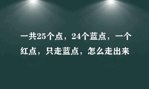 一共25个点，24个蓝点，一个红点，只走蓝点，怎么走出来