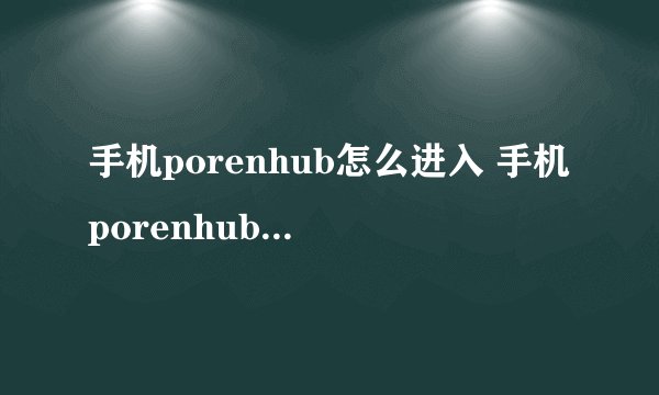手机porenhub怎么进入 手机porenhub进入方法