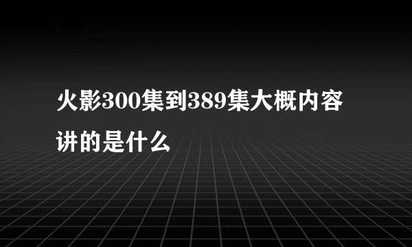 火影300集到389集大概内容讲的是什么