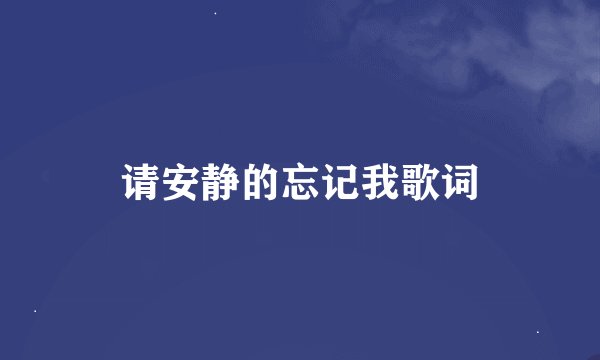 请安静的忘记我歌词