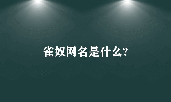 雀奴网名是什么?