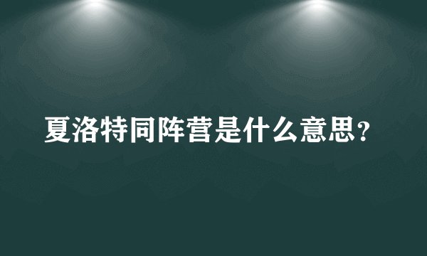 夏洛特同阵营是什么意思？