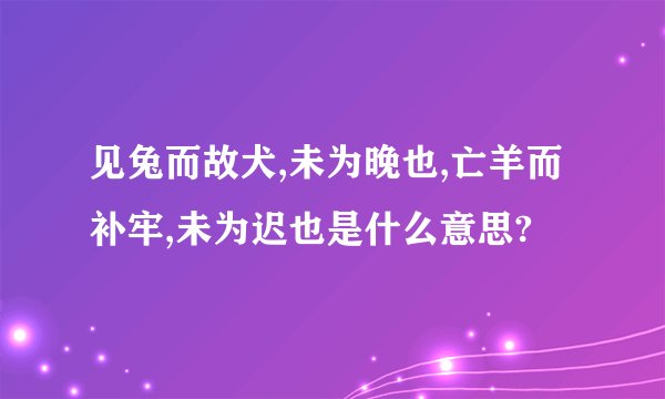 见兔而故犬,未为晚也,亡羊而补牢,未为迟也是什么意思?