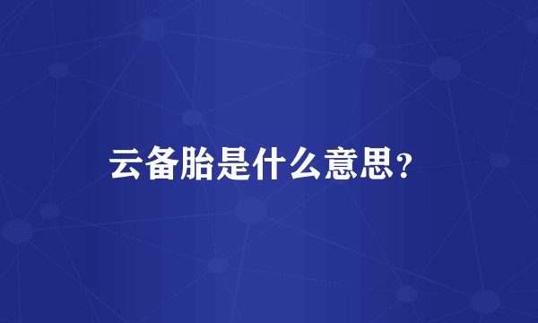 云备胎是什么意思？