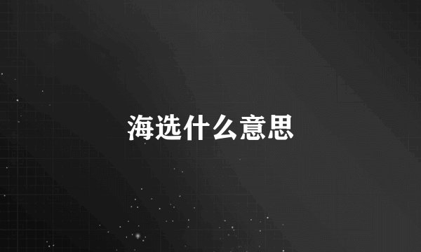 海选什么意思