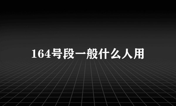 164号段一般什么人用
