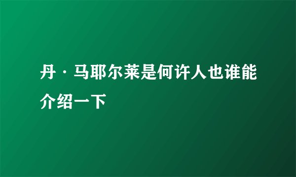 丹·马耶尔莱是何许人也谁能介绍一下