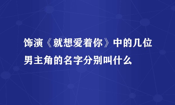 饰演《就想爱着你》中的几位男主角的名字分别叫什么