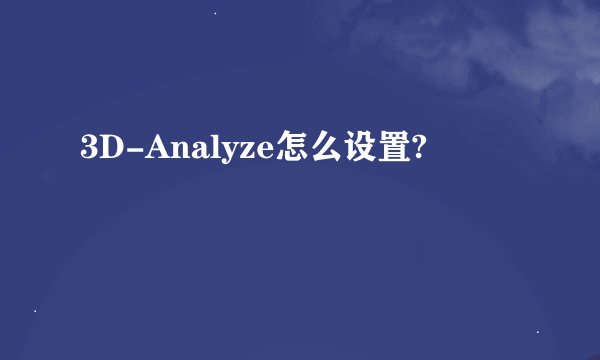 3D-Analyze怎么设置?