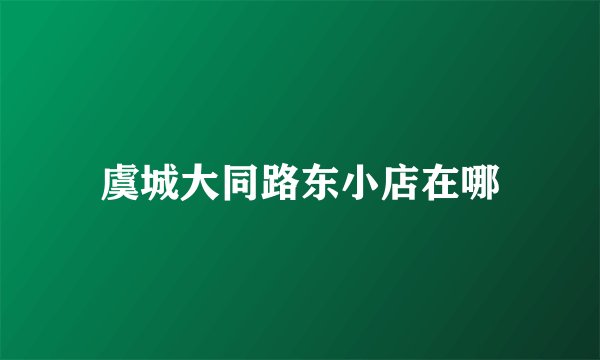 虞城大同路东小店在哪