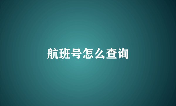 航班号怎么查询