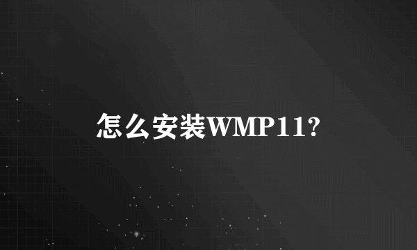 怎么安装WMP11?
