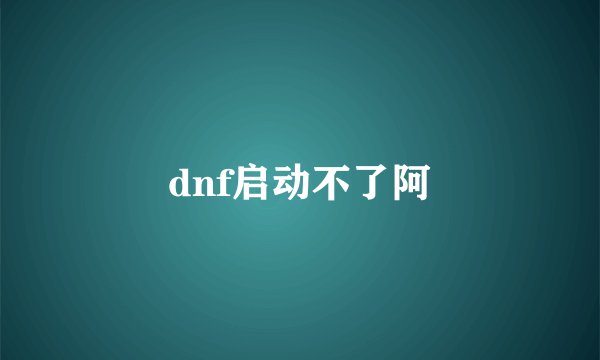 dnf启动不了阿