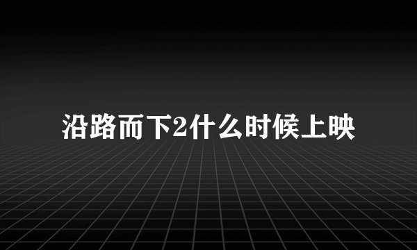沿路而下2什么时候上映