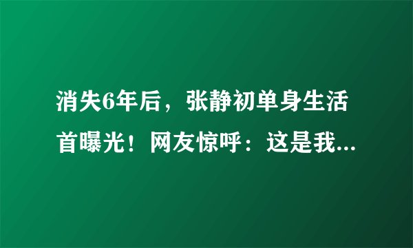 消失6年后，张静初单身生活首曝光！网友惊呼：这是我理想中的家