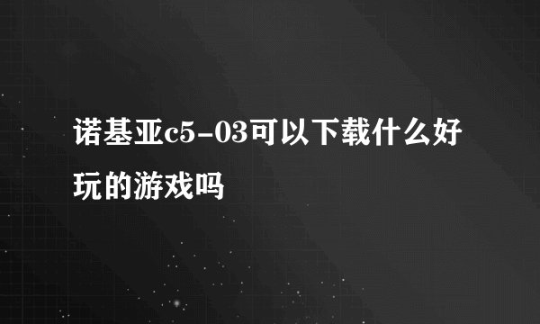 诺基亚c5-03可以下载什么好玩的游戏吗