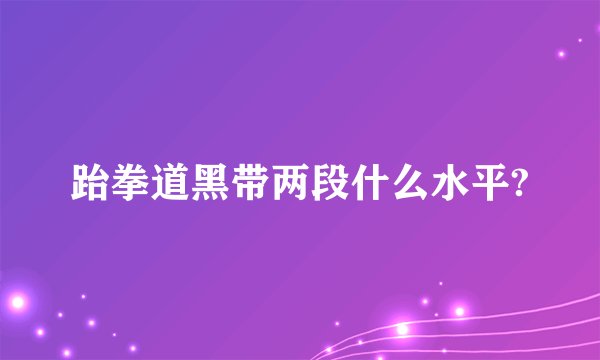 跆拳道黑带两段什么水平?