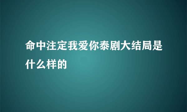 命中注定我爱你泰剧大结局是什么样的