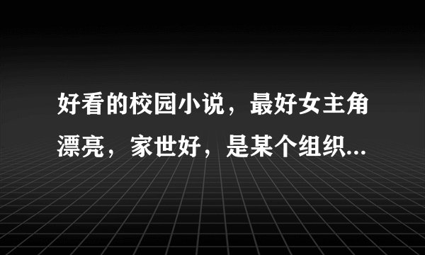 好看的校园小说，最好女主角漂亮，家世好，是某个组织的领导者，性格冷酷，符合的，介绍一下