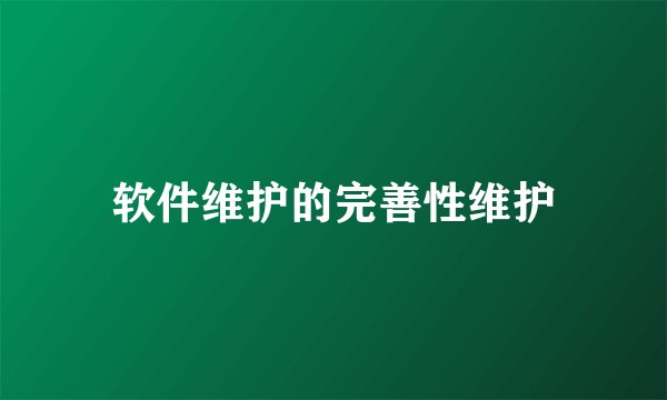 软件维护的完善性维护