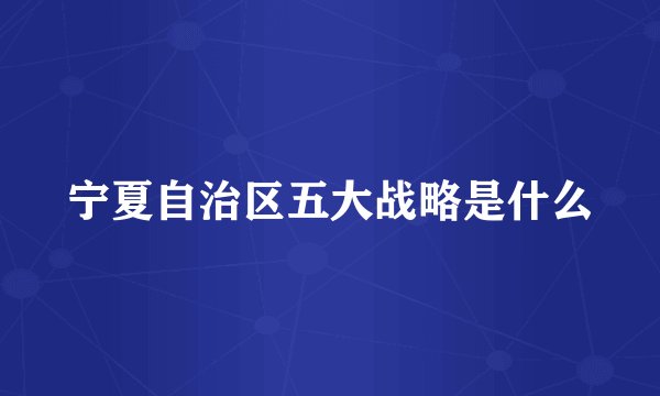 宁夏自治区五大战略是什么