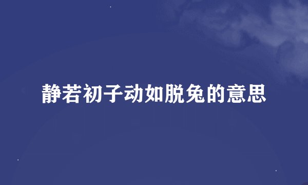 静若初子动如脱兔的意思
